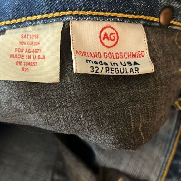 Men's Adriano Goldschmied Angel Cut Distressed Basic Wash Denim Straight Leg 36W - Picture 7 of 7